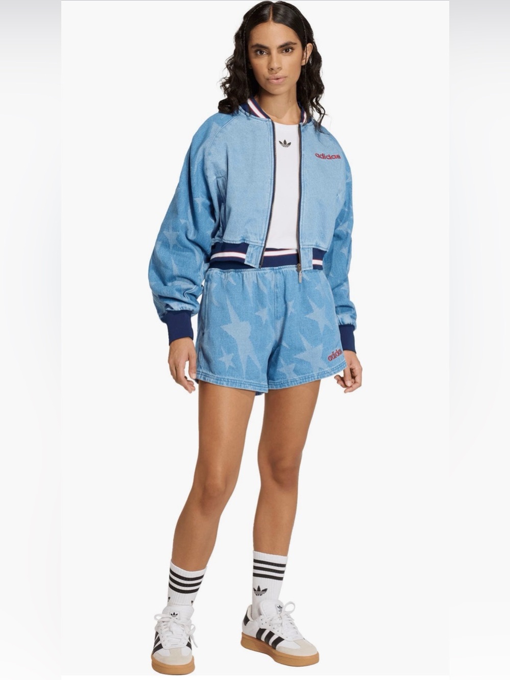 NWT adidas Originals SST Denim Graphic Varsity Bomber Jacket - Picture 6 of 8